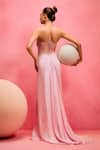 Shop_Taali_Pink Silk, Net Beads, Sequins, Stones Square Neck Powder Hand Embellished Gown _at_Aza_Fashions