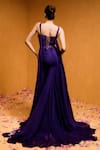 Shop_Taali_Purple Net, Chiffon Beads, Sequins Square Neck Hand Embellished Designer Dress _at_Aza_Fashions