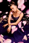 Buy_Taali_Purple Net, Chiffon Beads, Sequins Square Neck Hand Embellished Designer Dress _Online_at_Aza_Fashions