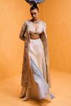 Buy_Taali_Off White Silk Beads, Embroidery V-, Open Hand Embellished Jacket Set _at_Aza_Fashions