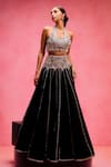 Buy_Taali_Black Organza, Silk Sequins, Embroidery, Lace Halter Embellished Lehenga Set _at_Aza_Fashions
