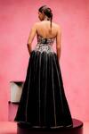 Shop_Taali_Black Organza, Silk Sequins, Embroidery, Lace Halter Embellished Lehenga Set _at_Aza_Fashions