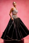 Taali_Black Organza, Silk Sequins, Embroidery, Lace Halter Embellished Lehenga Set _Online_at_Aza_Fashions