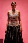 Buy_Taali_Black Organza, Silk Sequins, Embroidery, Lace Halter Embellished Lehenga Set _Online_at_Aza_Fashions