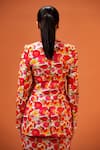 Shop_Taali_Red Silk Beads, Embroidery Mandarin Multi Color Floral Print Jacket And Skirt Set _at_Aza_Fashions