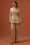 Buy_Taali_Beige Silk Beads, Sequins, Embroidery Open Hand Embellished Blazer And Pant Set _at_Aza_Fashions