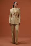 Taali_Beige Silk Beads, Sequins, Embroidery Open Hand Embellished Blazer And Pant Set _at_Aza_Fashions