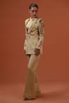 Buy_Taali_Beige Silk Beads, Sequins, Embroidery Open Hand Embellished Blazer And Pant Set 