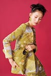 Shop_Taali_Green Silk Embroidery Open , Round Quilted Designer Jacket Set _at_Aza_Fashions