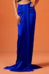 Shop_Taali_Blue Silk, Net Beads, Sequins V-neck Hand Embellished Blouse And Skirt Set _Online_at_Aza_Fashions