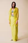 Buy_Taali_Green Silk, Organza, Net Sequins Square Neck, Open Lime Hand Embellished Set _at_Aza_Fashions