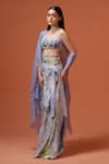Shop_Taali_Blue Silk, Net, Organza Beads, Sequins Digital Print Embellished Skirt Set _at_Aza_Fashions