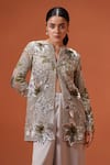 Shop_Taali_Silver Silk, Net Sequins, Beads Round Hand Embellished Jacket And Palazzo Set _Online_at_Aza_Fashions