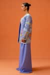 Shop_Taali_Blue Silk Embroidery Open Neck, Square Quilted Jacket With Corset And Palazzo _Online_at_Aza_Fashions