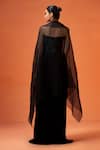 Shop_Taali_Black Silk, Organza, Net Beads Bandeau Neck, Hand Embellished Corset Skirt Set _at_Aza_Fashions