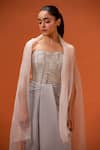 Buy_Taali_Silver Silk, Organza, Net Beads, Embroidery Hand Embellished Corset And Skirt Set _Online_at_Aza_Fashions