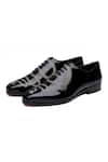 Shop_Shutiq_Black Embroidery Designer Patent Leather Shoes _at_Aza_Fashions