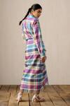 Shop_Ituvana_Multi Color Cotton Collared Vani Madras Check Sarong Dress _at_Aza_Fashions