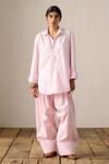 Buy_Ituvana_Pink Cotton, Poplin Collared Kurta And Salwar Set _at_Aza_Fashions