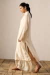 Ituvana_Beige Silk Applique Collared Kurta Set _Online_at_Aza_Fashions