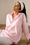 Ituvana_Pink Cotton Applique Collared Shirt And White Capri Pant Set _Online_at_Aza_Fashions