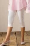 Shop_Ituvana_Pink Cotton Applique Collared Shirt And White Capri Pant Set _Online_at_Aza_Fashions