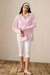 Buy_Ituvana_Pink Cotton Applique Collared Shirt And White Capri Pant Set _at_Aza_Fashions