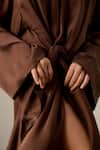 Buy_Ituvana_Brown Silk Satin Long Robe Dress _Online_at_Aza_Fashions