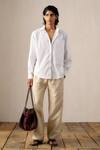 Buy_Ituvana_White Cotton, Linen Applique Krysh Pant Set _at_Aza_Fashions