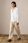 Shop_Ituvana_White Cotton, Linen Applique Krysh Pant Set _Online_at_Aza_Fashions
