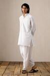 Ituvana_White Cotton Applique Pathani Kurta Set _at_Aza_Fashions