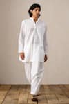 Buy_Ituvana_White Cotton Applique Pathani Kurta Set _at_Aza_Fashions
