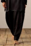 Buy_Ituvana_Black Silk, Linen Applique Pathani Set _Online_at_Aza_Fashions