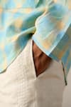 Ituvana_Blue Linen Applique Check Shirt _Online_at_Aza_Fashions