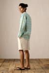 Shop_Ituvana_Blue Linen Applique Check Shirt _at_Aza_Fashions