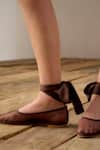Shop_Ituvana_Brown Silk Tulle Ballet Flats _at_Aza_Fashions