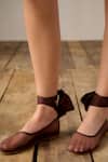 Buy_Ituvana_Brown Silk Tulle Ballet Flats _at_Aza_Fashions