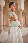 Shop_Nea By Nikita Tiwari_Green Silk, Organza Sequins, Embroidery Square Neck Metallic Sea Lehenga Set _at_Aza_Fashions