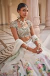 Nea By Nikita Tiwari_Green Silk, Organza Sequins, Embroidery Square Neck Metallic Sea Lehenga Set _Online_at_Aza_Fashions