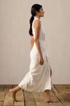 Buy_Ituvana_White Jersey V-neck Kaya Skirt Set _Online_at_Aza_Fashions