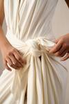 Shop_Ituvana_White Jersey V-neck Kaya Skirt Set _Online_at_Aza_Fashions