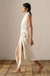 Ituvana_White Jersey V-neck Kaya Skirt Set _at_Aza_Fashions