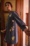 Shop_Nika 1.0_Blue Cotton Embroidery Round Neck Florence Multi Dress _at_Aza_Fashions