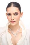Shop_Nazaakat By Samara Singh_White American Diamond Necklace And Earring Set 