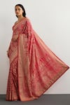Buy_RI.Ritu Kumar_Fuchsia Silk, Crepe Embroidery Designer Kulah Print Saree 