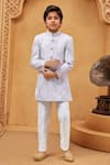Buy Petite Pomme Pink Silk, Cotton Embroidery Light Sherwani And White Pant Set at Aza Fashions Buy_Petite Pomme_Pink Silk, Cotton Embroidery Light Sherwani And White Pant Set _at_Aza_Fashions