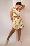 Buy_Rimi Nayak_Yellow Polyester, Rayon Hydrangea Printed Shorts _at_Aza_Fashions