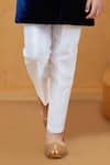 Arihant Rai Sinha_Blue Velvet, Cotton, Silk Embroidery Sherwani With White Pant _Online_at_Aza_Fashions