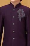 Buy_Petite Pomme_Wine Silk, Cotton Embroidery Sherwani With White Pant Set _Online_at_Aza_Fashions