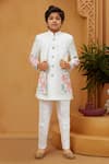 Buy_Arihant Rai Sinha_White Silk, Cotton Embroidery Floral Sherwani And Pant Set _at_Aza_Fashions